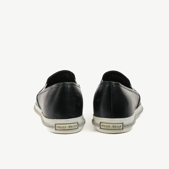 Miu Miu Black Metal-Cap-Toe Slip-On Sneakers - Picture 4 of 12